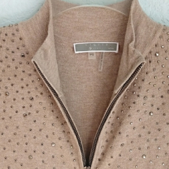 LIQUID by Sioni | Rhinestone Zip Up Cardigan PS - Picture 6 of 10